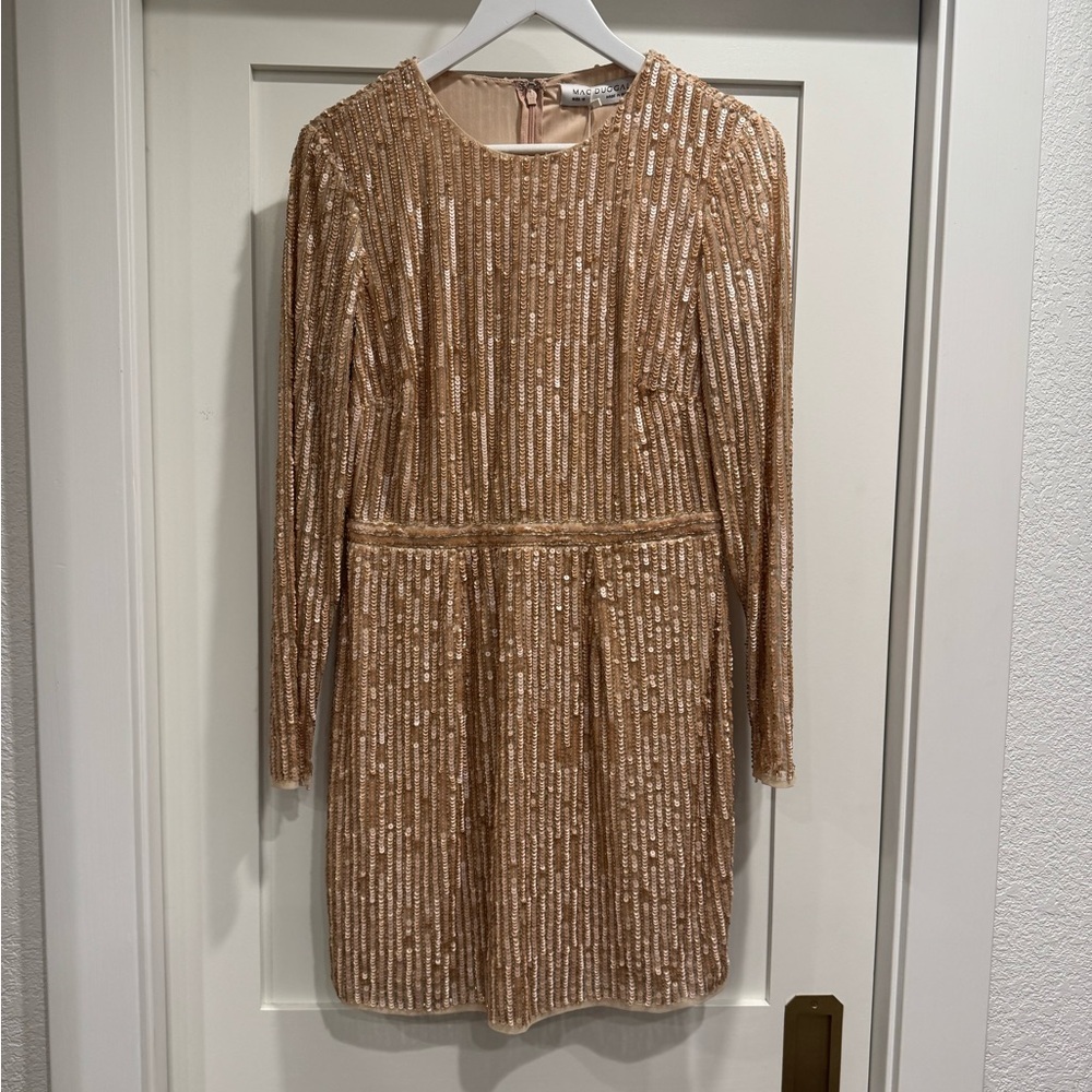 Mac Duggal Metallic Minidress Nude Size 10 Cocktail Collection EUC - Picture 2 of 10